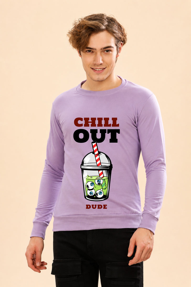 Chill Out Dude Printed Men’s Full Sleeve Premium Pure Cotton Sweatshirt