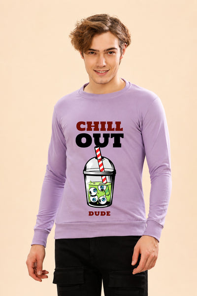Chill Out Dude Printed Men’s Full Sleeve Premium Pure Cotton Sweatshirt