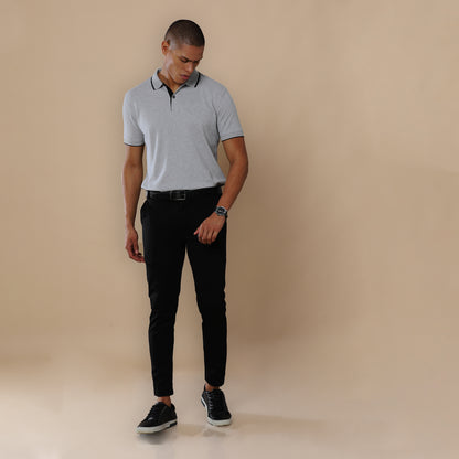 Sustainable Heather Grey Men's Premium Polo T-Shirt | Eco-Friendly Casual Wear