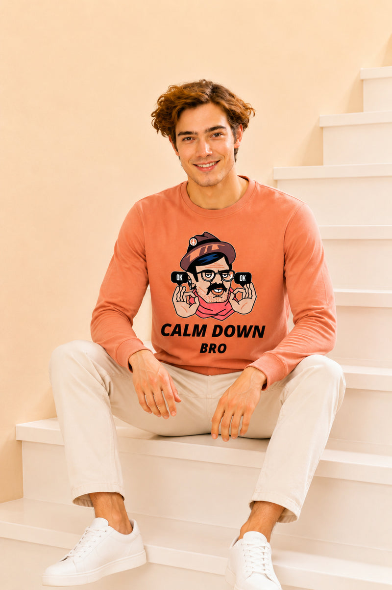 Faltu.co Calm Dawn Bro Printed Men’s Full Sleeve Premium Pure Cotton Sweatshirt