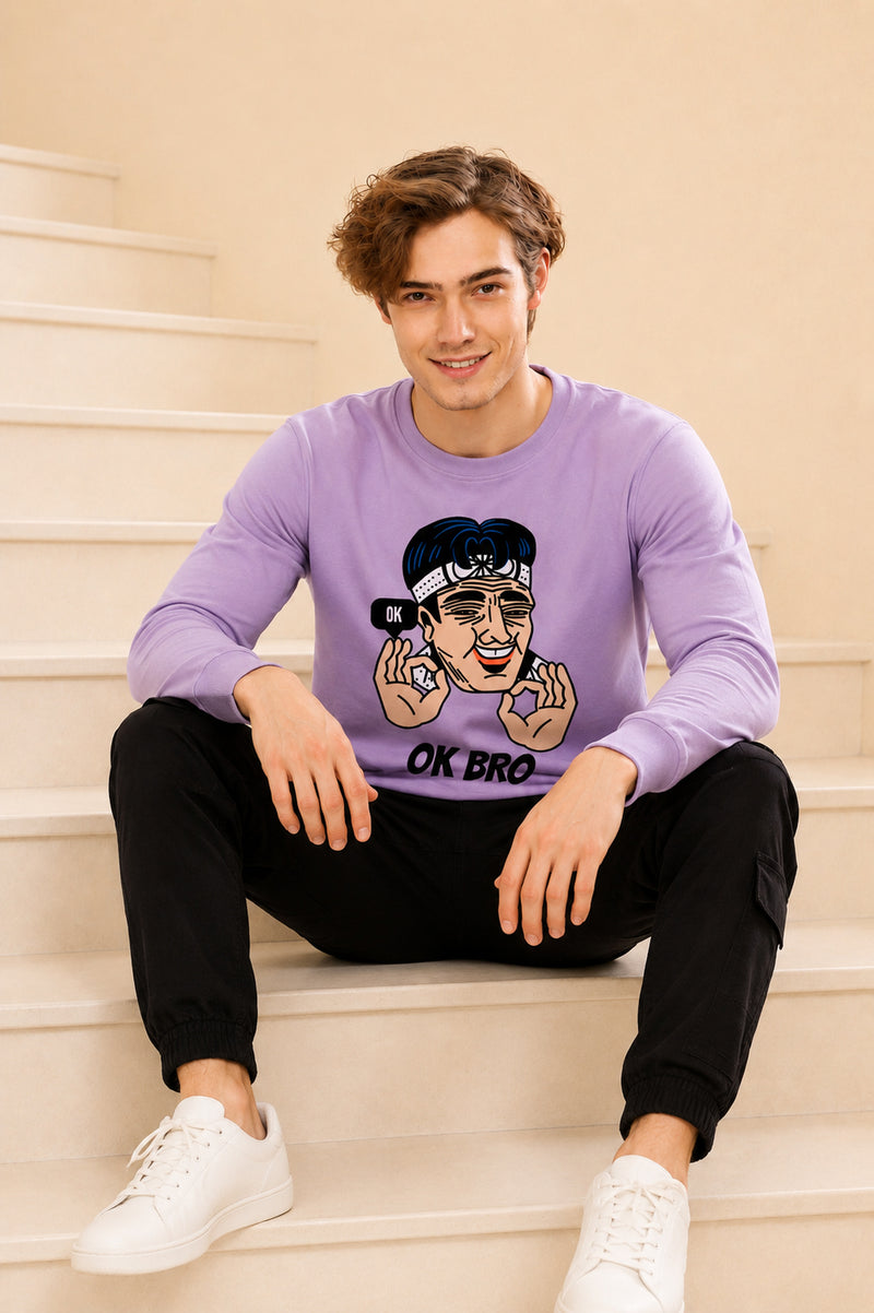 Faltu.co Ok Bro Printed Men’s Full Sleeve Premium Pure Cotton Sweatshirt