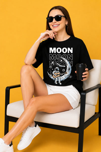Moon 3 Printed Oversized Baggy Loose Fit T-Shirt