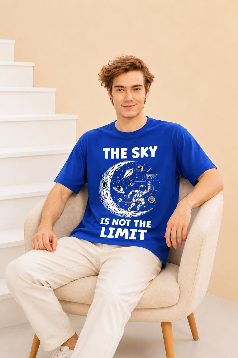 Faltu.co The Sky Is the Limit Men’s Printed Oversized Baggy Fit Rich Soft Cotton Fabric T-shirt