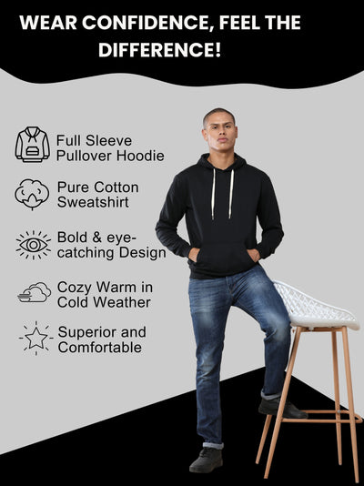 Men Plain Solid Pullover Hooded Hoodie Sweatshirt with 2 Kangaroo Pockets