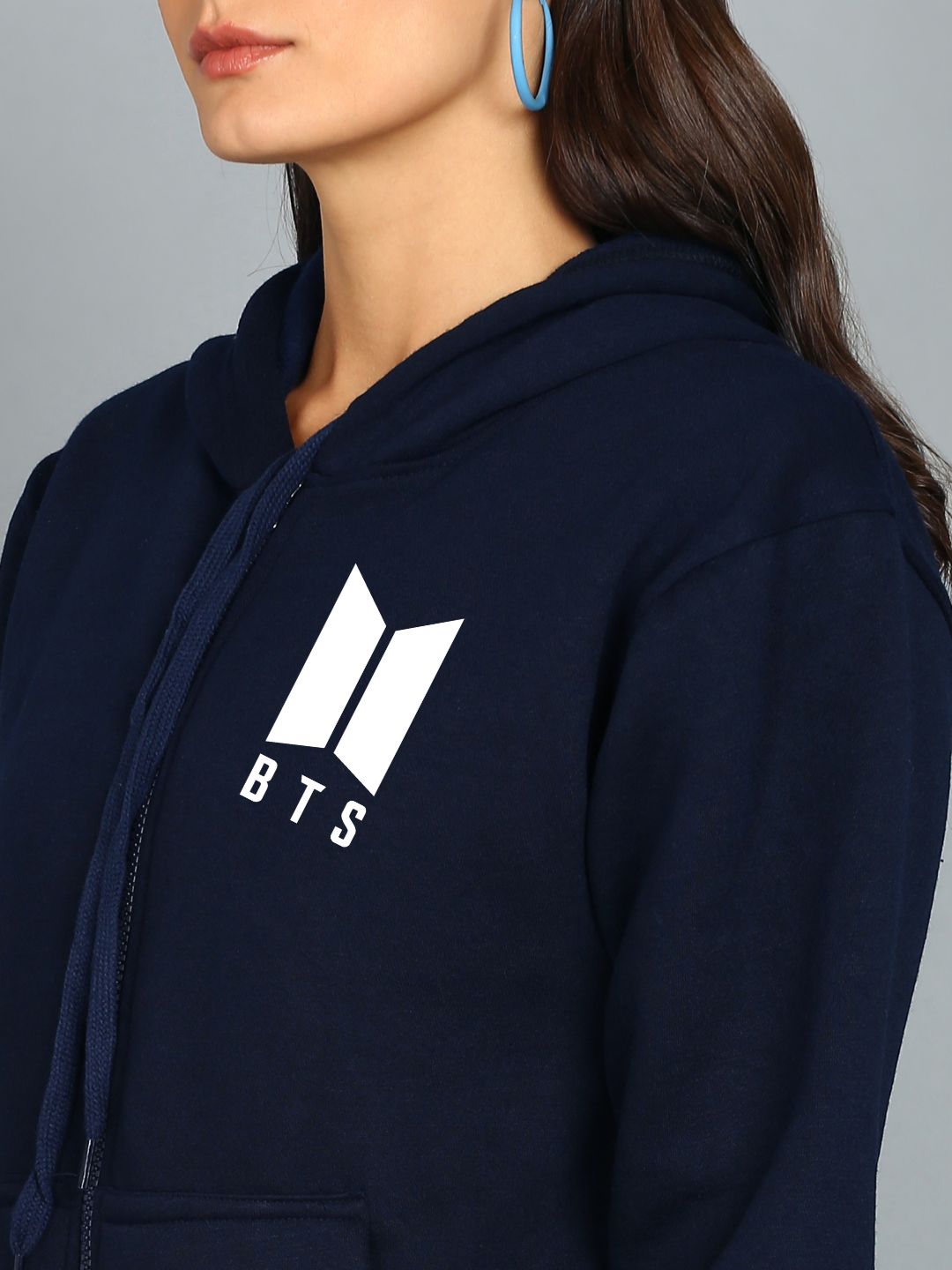 Women's Cotton Full Zipper Sweatshirt Hoodies with Kangaroo Pocket Winter Wear Hooded Neck Sweatshirt