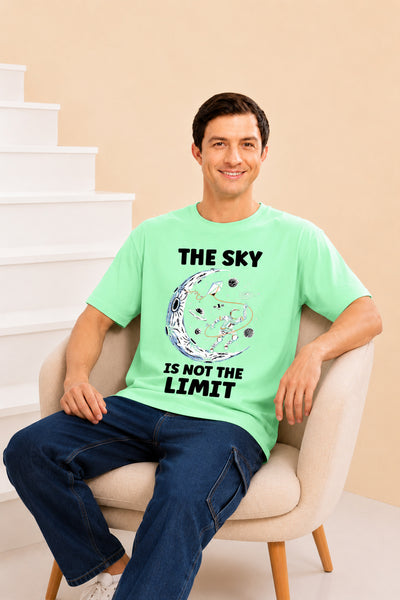 Faltu.co The Sky Is the Limit Men’s Printed Oversized Baggy Fit Rich Soft Cotton Fabric T-shirt