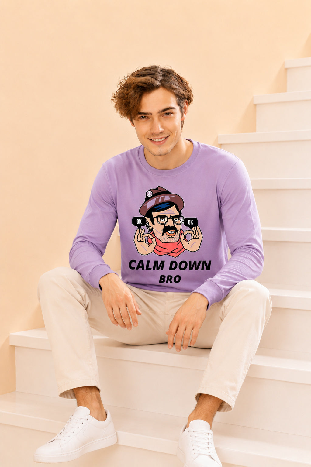 Faltu.co Calm Dawn Bro Printed Men’s Full Sleeve Premium Pure Cotton Sweatshirt