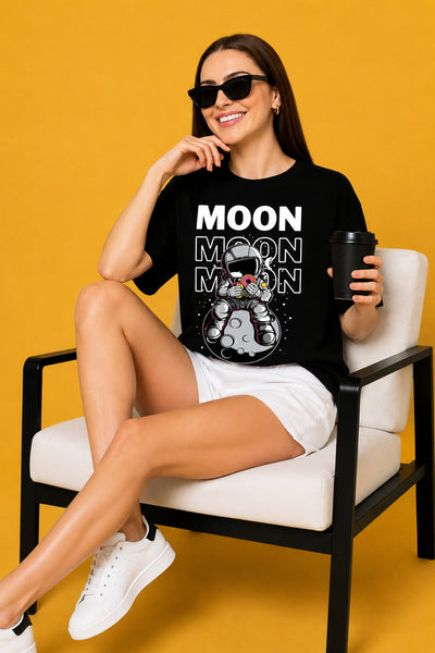 Moon 2 Printed Oversized Baggy Loose Fit T-Shirt