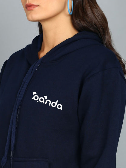 Panda Printed Women's Cotton Full Zipper Sweatshirt Hoodies with Kangaroo Pocket Winter Wear Hooded Neck Sweatshirt