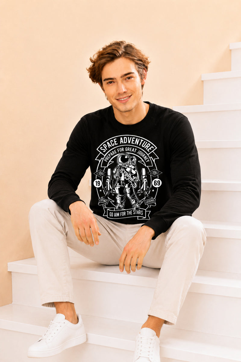 Faltu.co Space Adventure Printed Men’s Full Sleeve Premium Pure Cotton Sweatshirt
