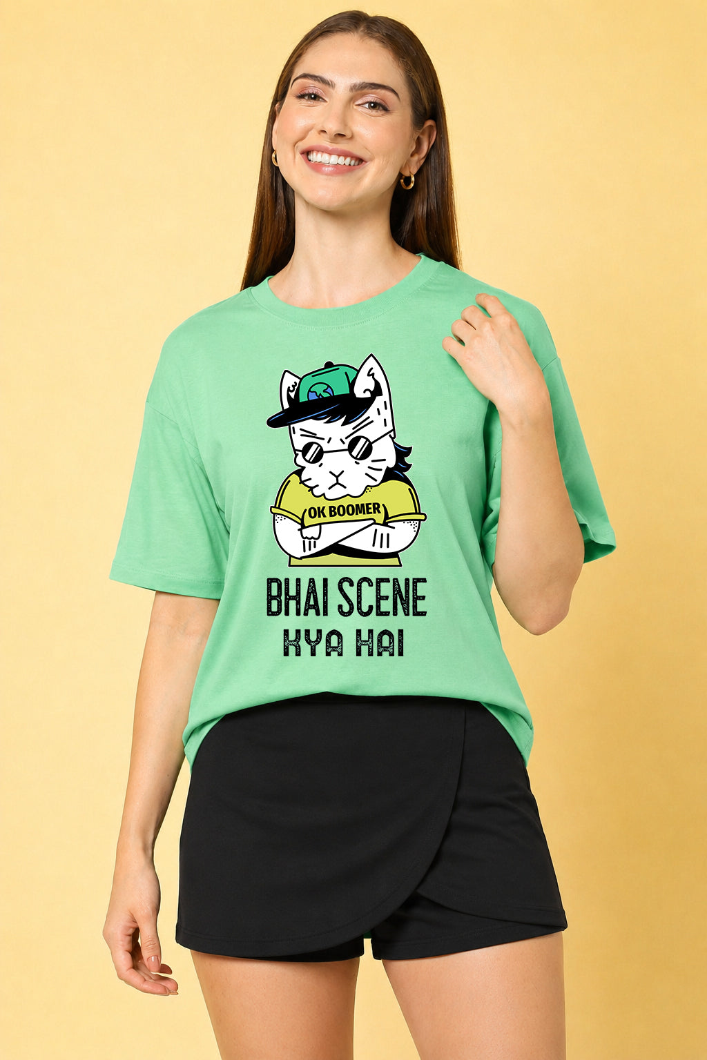 Bhai Scene Kya Hai Oversized Baggy Loose Fit T-Shirt