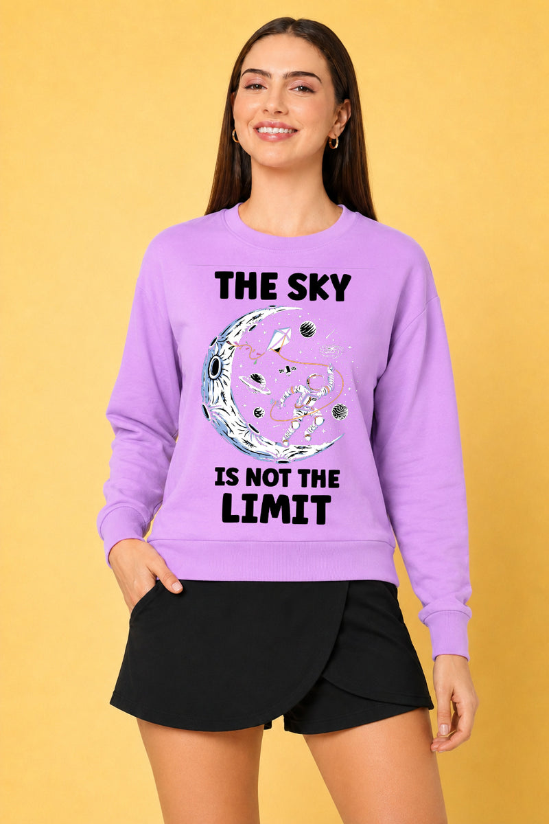 The Sky Is The Limit Printed Women’s Cozy & Stylish Full Sleeve Pastel Colour Sweatshirt