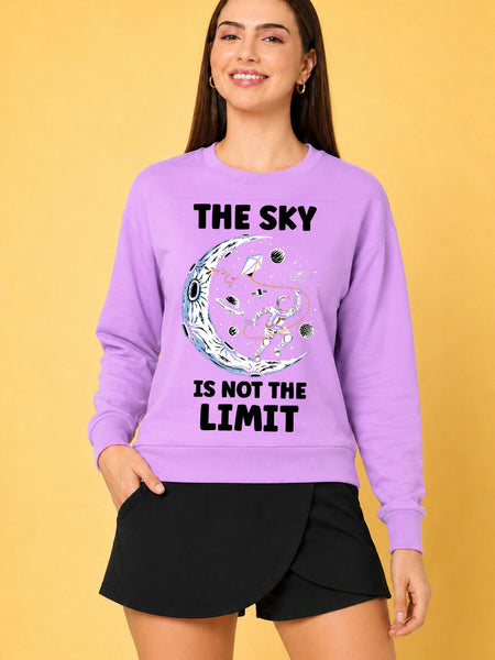 The Sky Is The Limit Printed Women’s Cozy & Stylish Full Sleeve Pastel Colour Sweatshirt
