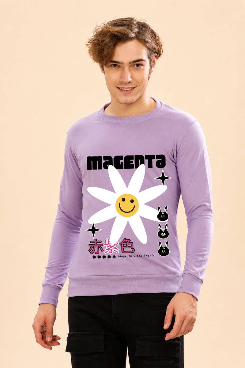 Magenta Printed Men’s Full Sleeve Premium Pure Cotton Sweatshirt