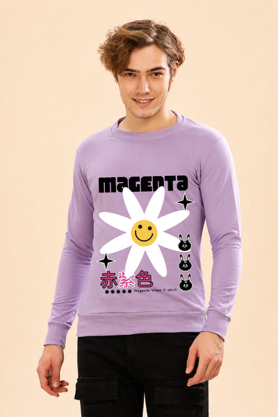 Magenta Printed Men’s Full Sleeve Premium Pure Cotton Sweatshirt
