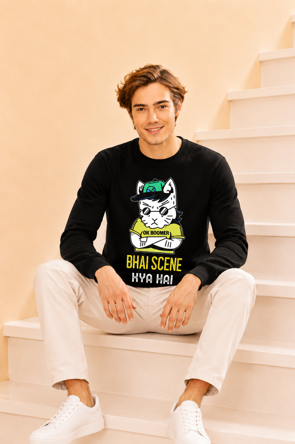 Faltu.co Bhai Kya Scene Hai Printed Men’s Full Sleeve Premium Pure Cotton Sweatshirt