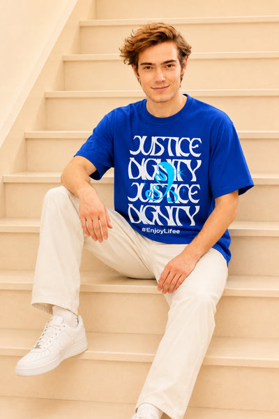 Faltu.co Justice Dignity Men’s Printed Oversized Baggy Fit Rich Soft Cotton Fabric T-shirt