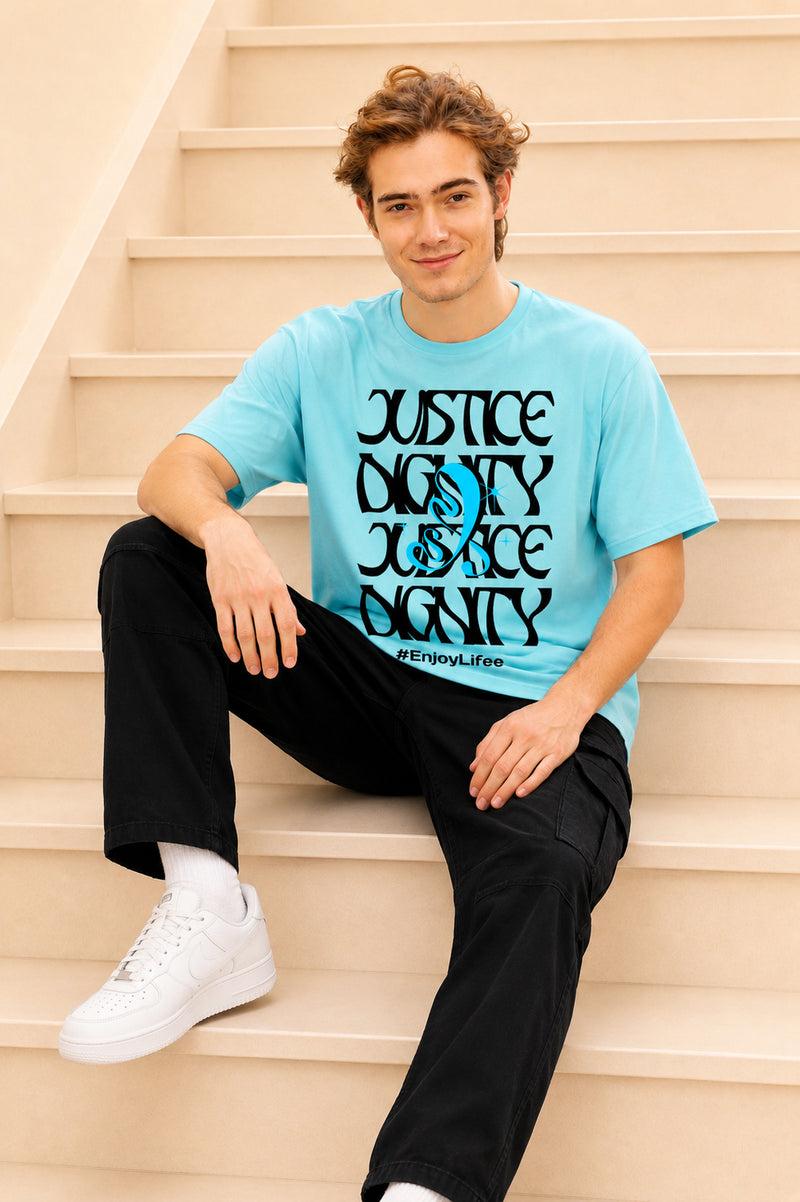 Faltu.co Justice Dignity Men’s Printed Oversized Baggy Fit Rich Soft Cotton Fabric T-shirt