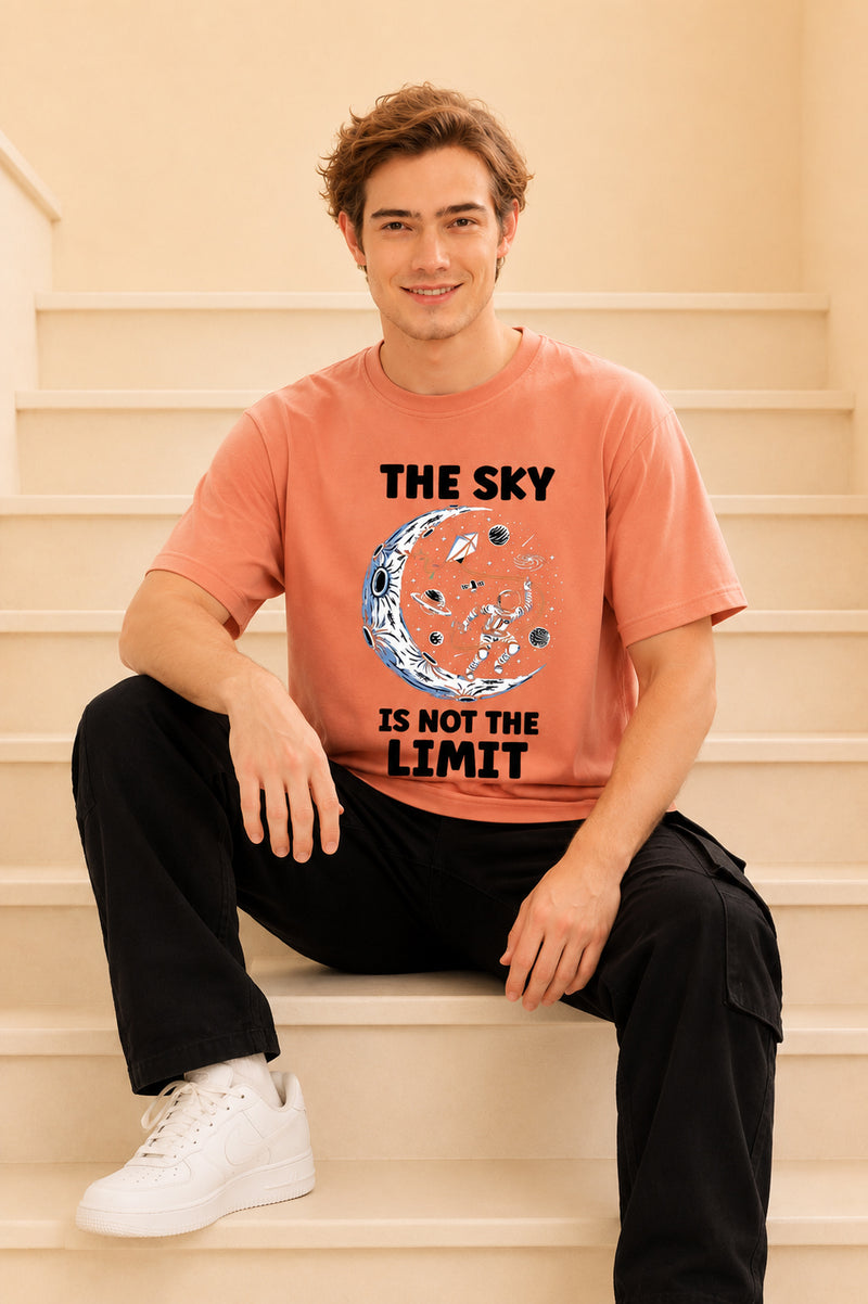Faltu.co The Sky Is the Limit Men’s Printed Oversized Baggy Fit Rich Soft Cotton Fabric T-shirt