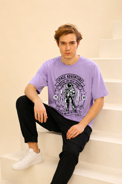 Faltu.co Space Adventure Men’s Printed Oversized Baggy Fit Rich Soft Cotton Fabric T-shirt