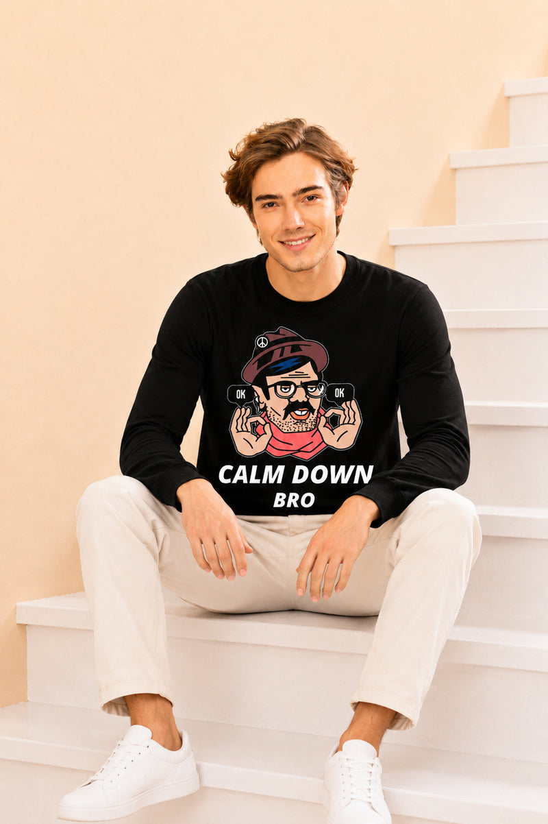 Faltu.co Calm Dawn Bro Printed Men’s Full Sleeve Premium Pure Cotton Sweatshirt