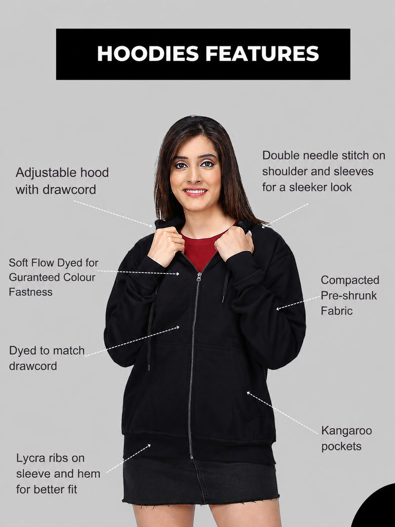 Women’s Black Zipper Hooded Hoodie Stylish & Premium Comfort