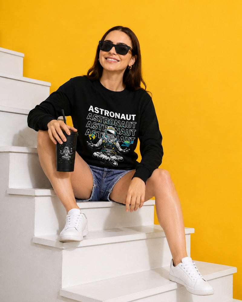Astronaut 1 Printed Women’s Cozy & Stylish Full Sleeve Pastel Colour Sweatshirt