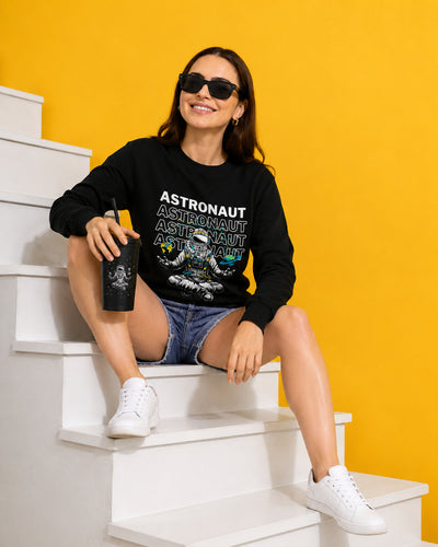 Astronaut 1 Printed Women’s Cozy & Stylish Full Sleeve Pastel Colour Sweatshirt