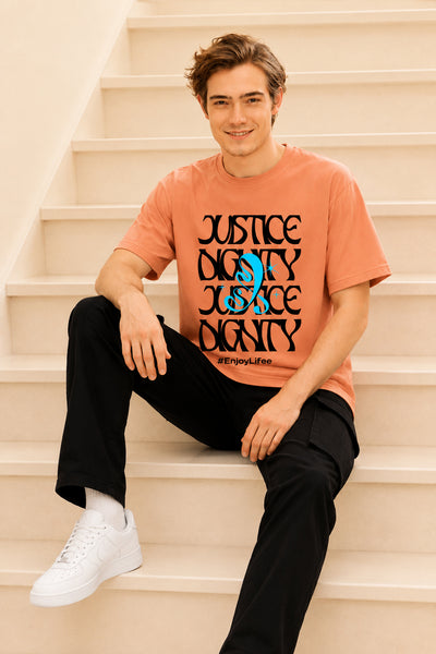 Faltu.co Justice Dignity Men’s Printed Oversized Baggy Fit Rich Soft Cotton Fabric T-shirt