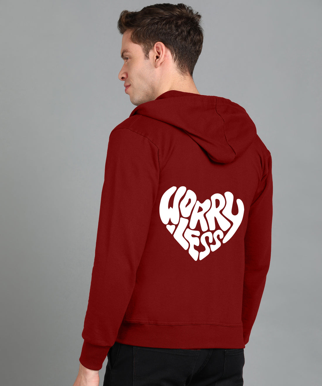 Worry Less Men’s Zipper Hooded Hoodie | Comfortable & Stylish Look