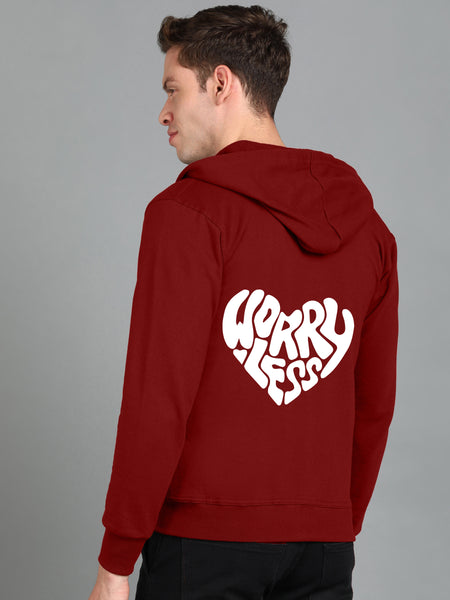 Worry Less Men’s Zipper Hooded Hoodie | Comfortable & Stylish Look