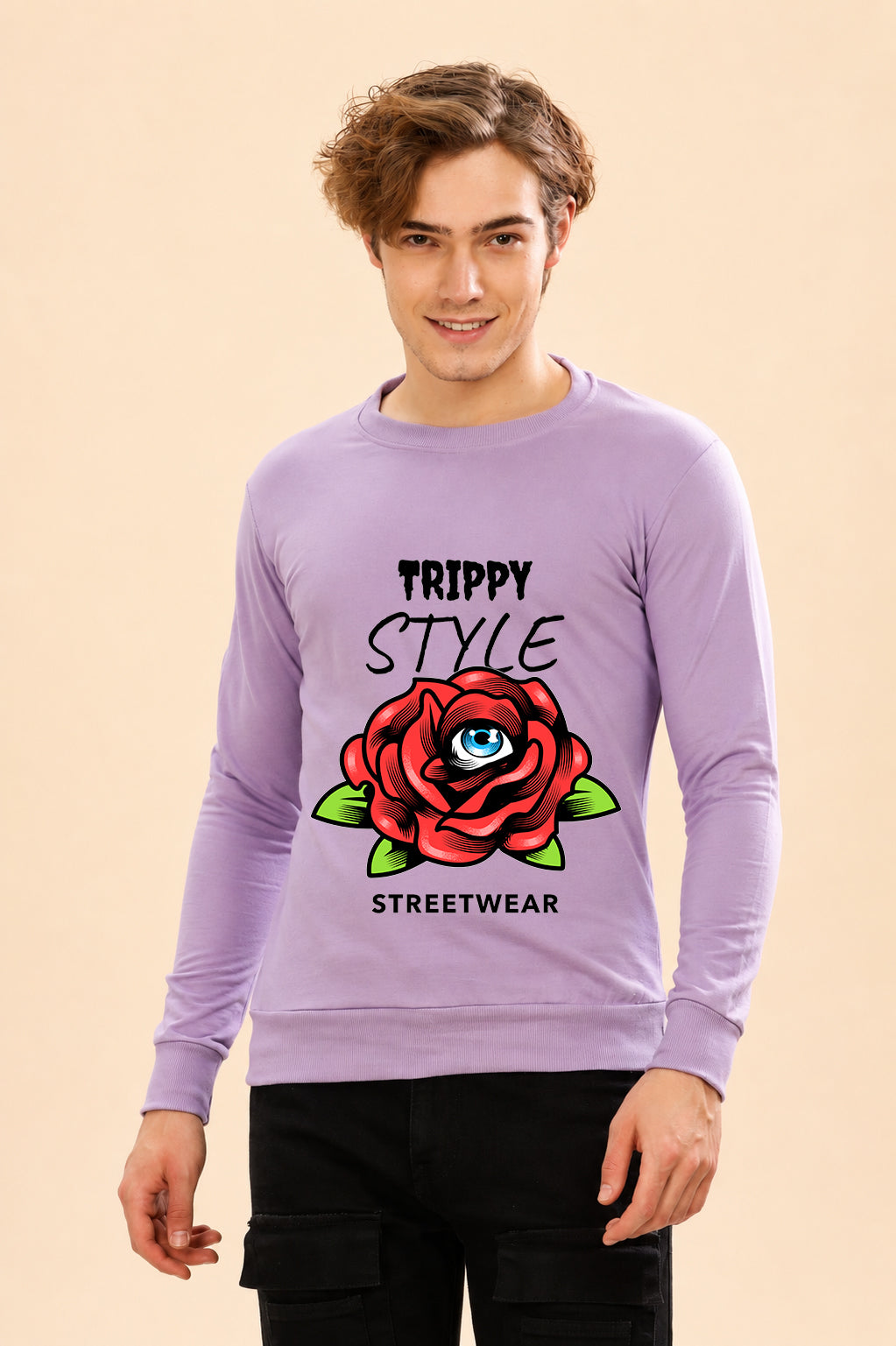 Trippy Style Streetwear Printed Men’s Full Sleeve Premium Pure Cotton Sweatshirt