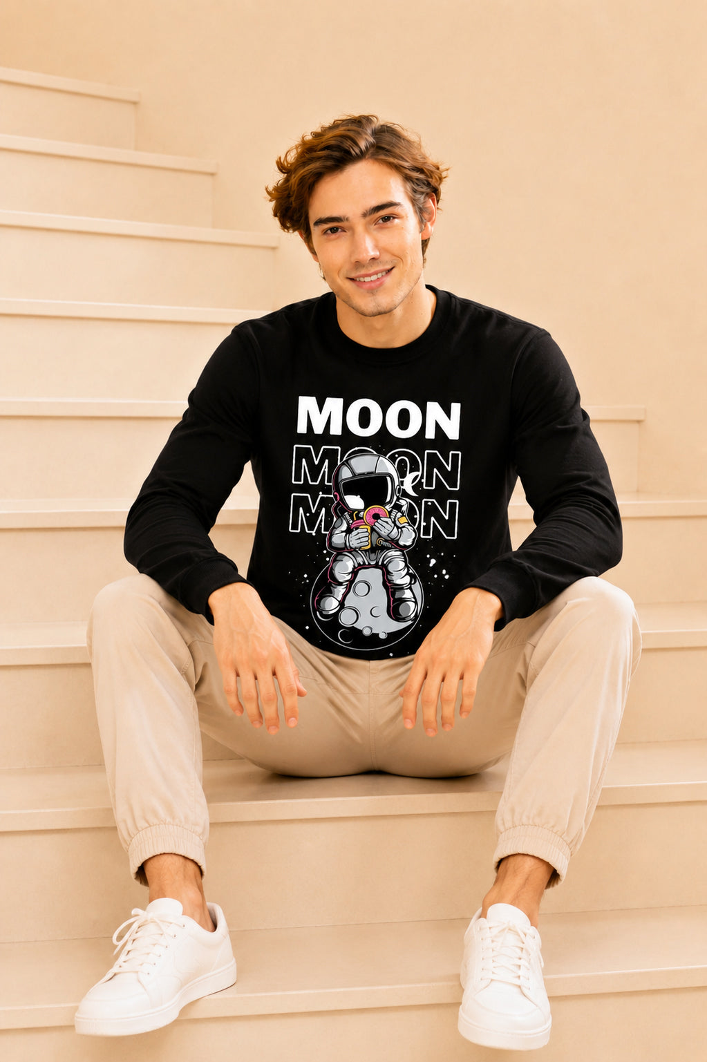 Faltu.co Moon Printed Men’s Full Sleeve Premium Pure Cotton Sweatshirt