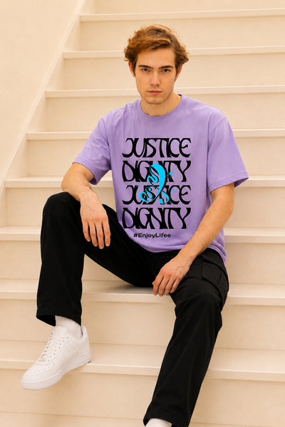 Faltu.co Justice Dignity Men’s Printed Oversized Baggy Fit Rich Soft Cotton Fabric T-shirt