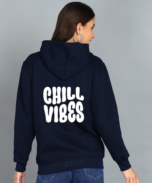 Chill Vibes Zipper Hooded Hoodie for Women