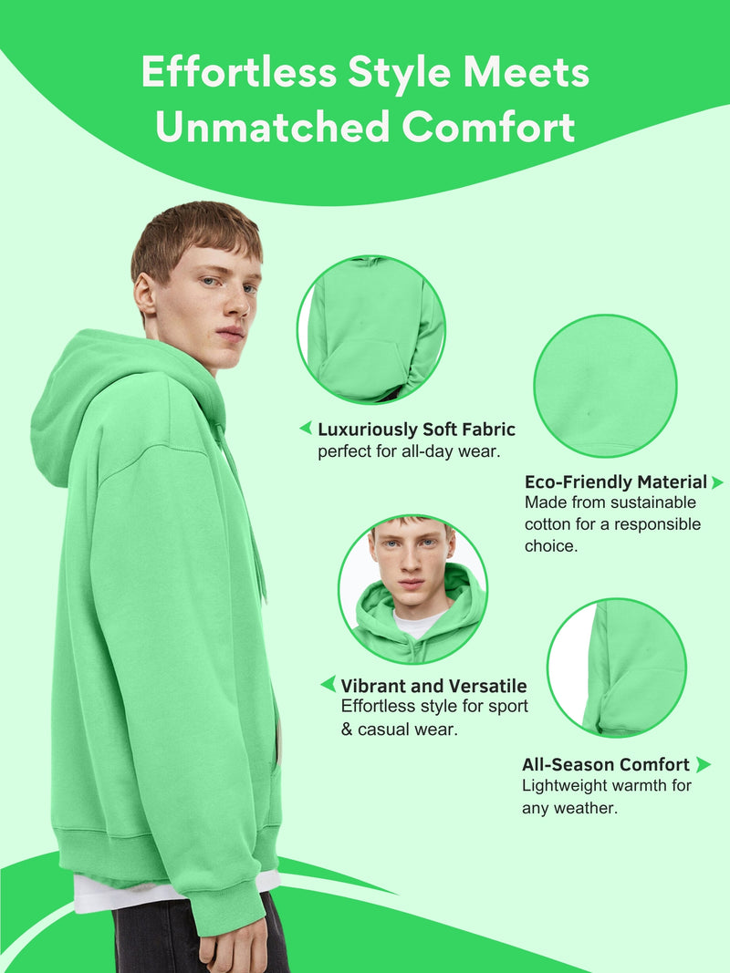 Men Plain Solid Pullover Hooded Hoodie Sweatshirt with 2 Kangaroo Pockets