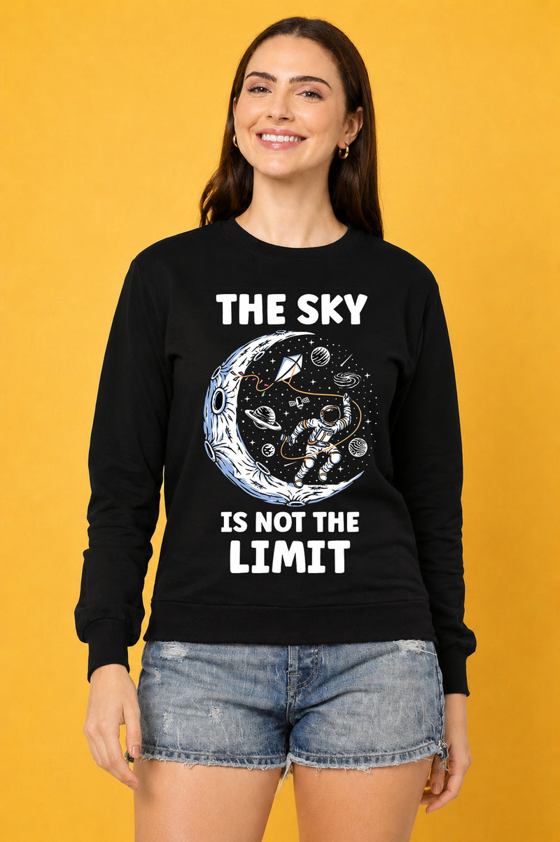 The Sky Is The Limit Printed Women’s Cozy & Stylish Full Sleeve Pastel Colour Sweatshirt