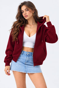 Women’s Plain Zipper Hooded Hoodie Stylish & Comfortable