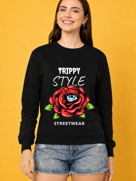 Trippy Style Streetwear Printed Women’s Cozy & Stylish Full Sleeve Pastel Colour Sweatshirt