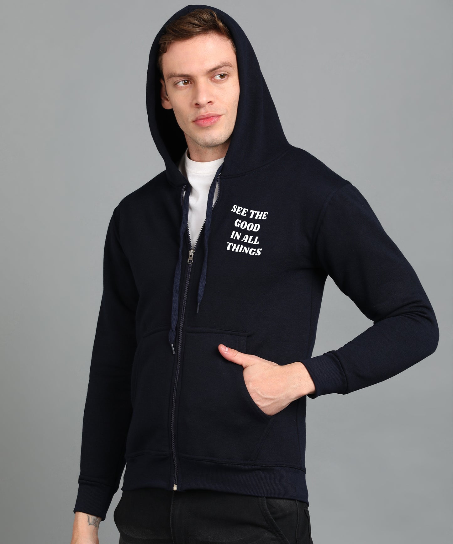 See the Good in All Things Men's Zipper Hooded Hoodie | Comfortable & Stylish