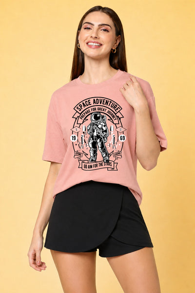 Space Adventure Printed Oversized Baggy Loose Fit T-Shirt