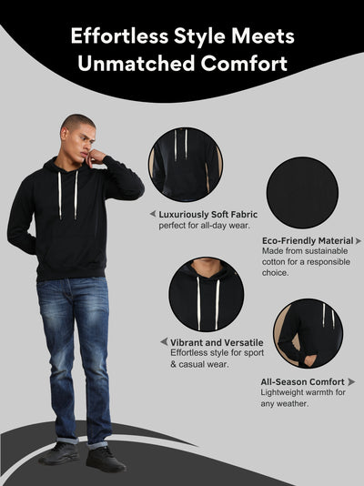Men Plain Solid Pullover Hooded Hoodie Sweatshirt with 2 Kangaroo Pockets