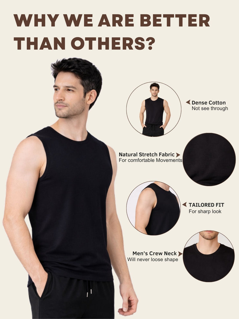 Faltu.co Men Cotton Gym Vest Breathable Sleeveless Sando