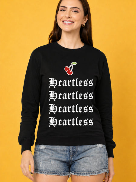 Heartless Printed Women’s Cozy & Stylish Full Sleeve Pastel Colour Sweatshirt