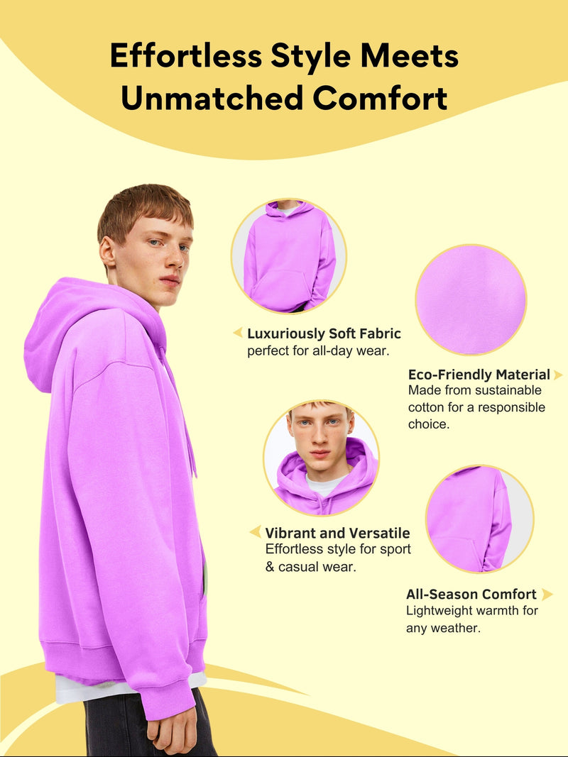Men Plain Solid Pullover Hooded Hoodie Sweatshirt with 2 Kangaroo Pockets