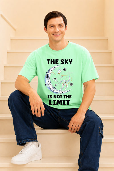 Faltu.co The Sky Is the Limit Men’s Printed Oversized Baggy Fit Rich Soft Cotton Fabric T-shirt