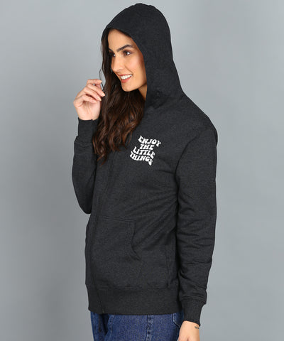 Enjoy the Little Things Zipper Hooded Hoodie for Women