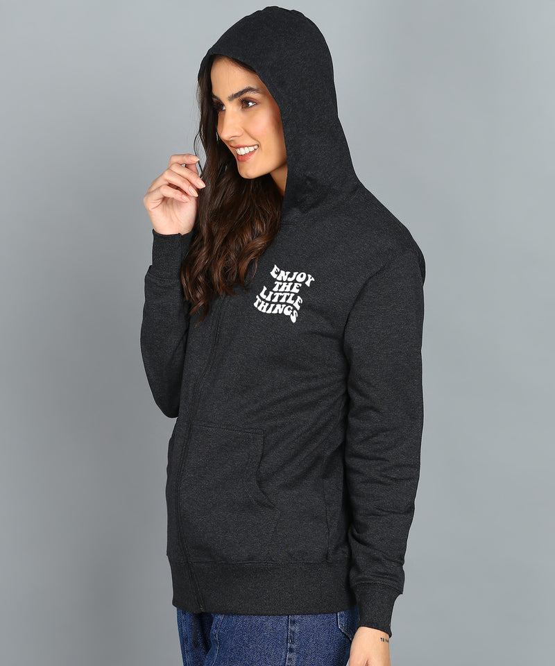 Enjoy the Little Things Zipper Hooded Hoodie for Women
