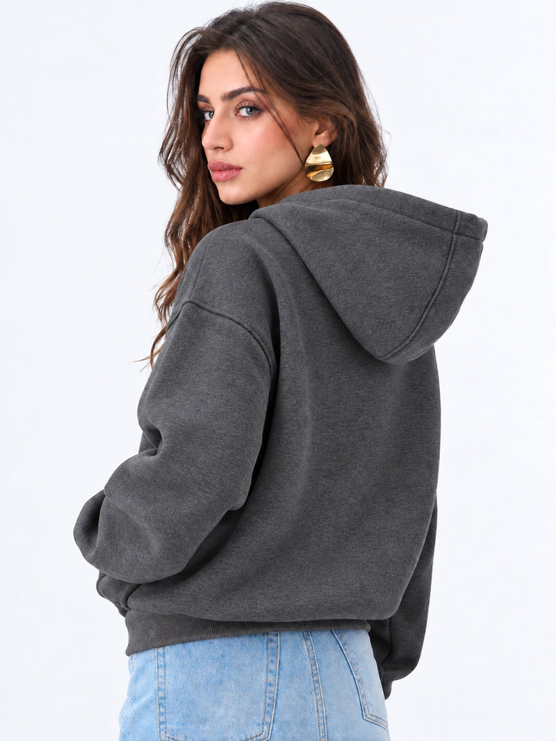 Women’s Plain Zipper Hooded Hoodie Stylish & Comfortable