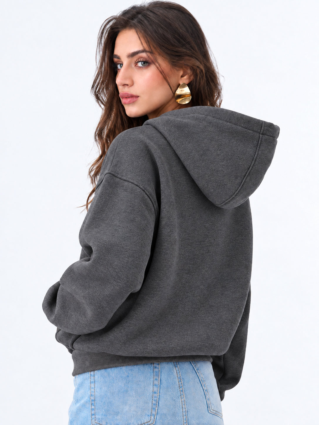 Women’s Plain Zipper Hooded Hoodie Stylish & Comfortable